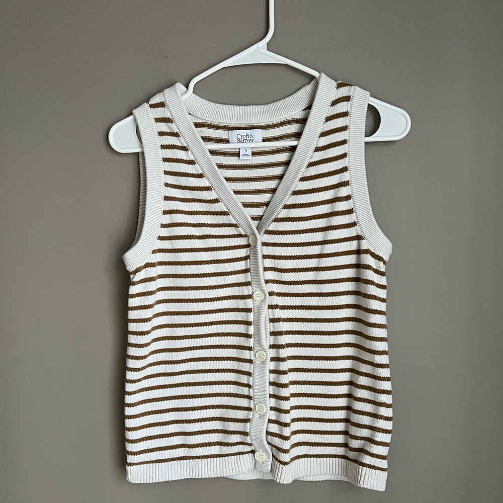 Croft & Borrow Striped Button Up Vest